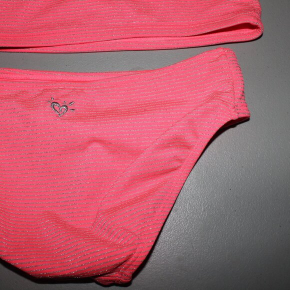 Pink & Silver 2 Pcs Justice Bikini Swimsuit Size 12 - Picture 10 of 11
